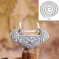Exquisite 925 Silver Necklace Longevity Lock Ruyi Lotus Flower Pendant Clavicle Chain Vintage Charming National Style Jewellry
