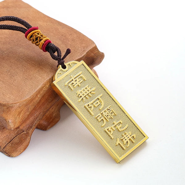 Vintage Namo Amitabha Buddha Pendant Necklace Metal Choker Lucky Amulet Auspicious Buddhism Jewelry Gift for Men Women