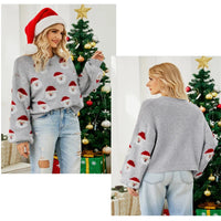 2024 Autumn and Winter New Christmas Outfit Old Man's Head Knitted Sweater European and American Women's Pullover Christmas