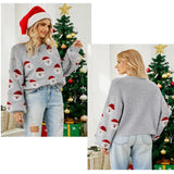 2024 Autumn and Winter New Christmas Outfit Old Man's Head Knitted Sweater European and American Women's Pullover Christmas
