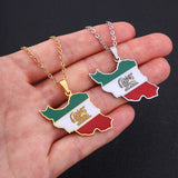 Fashion famous style Iran map pendant necklace Drop oil geometric men's and women's stainless steel neckline pendant collarbone