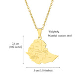 2024 New fashion stainless steel Ethiopia map with city necklace for women and men couples ethnic style accessory collarbone cha