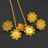 Ethiopian Gold Color Coin Jewelry Sets for Women Necklaces Earrings Rings Eritrean African Ethnic Wedding Party Gifts #153216