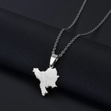 Anniyo 2.4CM Balkan Peninsula Map Pendant Necklaces For Women Girls‎ Stainless Steel Jewelry #539162