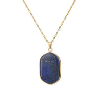Natural Crystal Stone rose quartz amethyst geometric figure agate Pendant Necklace Stainless Steel gold Chain Gemstone Jewelry