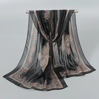 Indian Style New Chiffon Scarves Women Breathable Thin Simulation Silk Scarf Ladies Shawl And Wraps Women Printing Hijab Stole