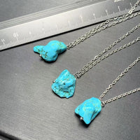 HEYYA STONE  Natural Turquoise Pendant Necklace For Women 925 Silver Plated Simple Fine Jewelry Gemstone Classic Style
