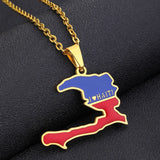 2024 new fashion stainless steel Haiti map pendant necklace temperament everything collarbone chain birthday anniversary gift