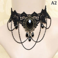New Sexy Gothic Chokers Crystal Black Lace Neck Choker Necklace Vintage Victorian Women Chocker Steampunk Jewelry