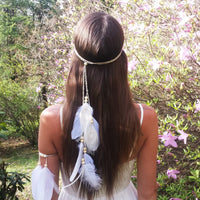 Fashion Boho Style Feather Headband Hairpiece Beads Feather Headdress Handmade Girls Hair Accessories High Quality