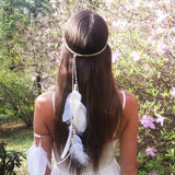 Fashion Boho Style Feather Headband Hairpiece Beads Feather Headdress Handmade Girls Hair Accessories High Quality