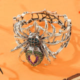 Halloween Jewelry Fun Quirky Alloy Rhinestone Spider Elastic Adjustable Bracelet Bangle For Women Party Accessories