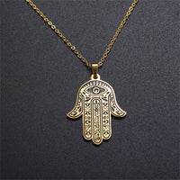 EUEAVAN Vintage Hamsa Hand of Fatima Pendant Necklace Stainless Steel Turkish Evil Eye Necklaces Spirit Lucky Jewelry for Man