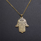 EUEAVAN Vintage Hamsa Hand of Fatima Pendant Necklace Stainless Steel Turkish Evil Eye Necklaces Spirit Lucky Jewelry for Man