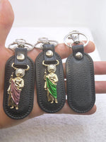 1pc Metal PU Leather Virgin Maria Mama Pendant Keyring Keychain Religious Ornament