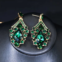 Sparkling Luxurious Women Earrings Necklace Set Water Drop Rhinestones Crystal Adjustable Jewelry Set for Wedding Bride
