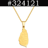 Anniyo Stainless Steel Saint Lucia Map With City Pendant Necklaces for Women Girl Jewelry St. Lucia Chains Jewelry #324121