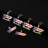 2024 New fashion vintage dripping stainless steel Puerto Rico map flag pendant necklace men's and women's collarbone chain acces