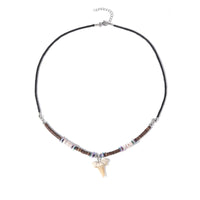 Bohemian Shark Tooth Necklace - Coconut Shell & Wood Bead Design, Irregular Collarbone Chain for Women & Men