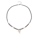 Bohemian Shark Tooth Necklace - Coconut Shell & Wood Bead Design, Irregular Collarbone Chain for Women & Men
