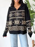 2024 Women Christmas Sweaters Long Sleeve Turn-down Collar Oversized Ugly Holiday Knitted Pullover Sweater