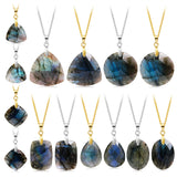 Fashion Natural Labradorite Necklace Pendant Triangle Round Teardrop and Other Ladies Friendship Mother Gift Necklace Jewelry