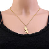 2024 new fashion stainless steel French Martinique map with city pendant necklace temperament everything collarbone chain birthd