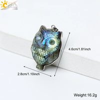 CSJA Natural Stone Labradorite Heart Pendant for Making Necklace Animal Owl Fox Carving Pendants Jewelry Gift Men H480