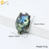 CSJA Natural Stone Labradorite Heart Pendant for Making Necklace Animal Owl Fox Carving Pendants Jewelry Gift Men H480