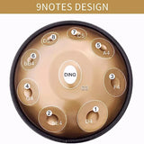 432Hz/440Hz Gold Handpan Drum with Steel Tongue for Yoga,Meditation Instrument,Beginner,Tambor Gift, 22 inch,9, 10,12,14,17notes