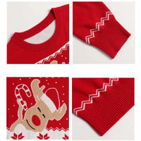 Christmas Family Matching Sweaters Mum Daughter Pullover Dad Son Cartoon Loose Jumper Boys Girls Casual Knitted Autumn Clothes