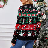 Fashionable knitted V-neck Christmas pattern single breasted long sleeved cardigan for autumn and winter women's casual sweater