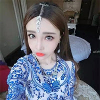 2024 Trend Big Crystal Pendant Forehead Chain Hairpin Hair Accessories Women's Ethnic Tiara Headpiece Tikka Indian Head Jewelry