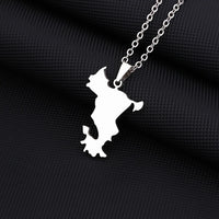 2024 New fashion French Mayotte map necklace for men and women geometric titanium steel pendant national style collarbone chain