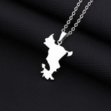 2024 New fashion French Mayotte map necklace for men and women geometric titanium steel pendant national style collarbone chain