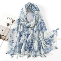 Ethnic Printed Cotton Hijab Viscose Tassels Scarf For Muslim Woman Hijabs Shawls Lady Soft Long Wraps Islim Headband Turban