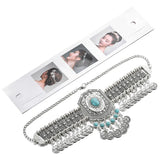 Ethnic Statement Collar Necklace for Women Choker Bohemian Vintage Hollow Geometric Crystal Rhinestone Beads Coin Tassel Jewelry