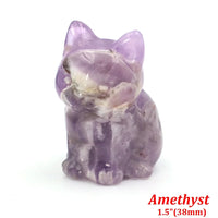 1.5" Cat Figurine Natural Stone Crystal Hand-carved Crystal Animal Statue Chakra Gem DIY Animal Handicrafts Artworks Home Decor