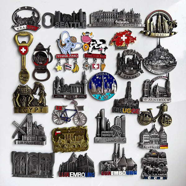 Metal Fridge Magnets Thailand Monaco Seattle Dubai Brugge Egypt Oman Austria Munchen Berlin Krakow Germany Prague Switzerland