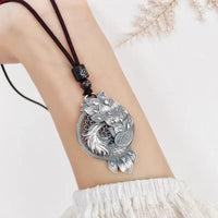 Ethnic Style Thai Silver 925 Vintage Hollow Out Pendant Hanging Long Classic Phoenix Necklace Clavicle Chain Banquet Jewelry