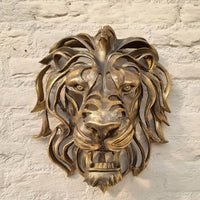28cm Large Lion Head Wall Mounted Art Sculpture Gold Resin Lion Head Art Wall Luxury Decor  Bedroom Decoration