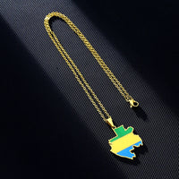 2024 new fashion stainless Gabon map flag pendant necklace temperament everything collarbone chain birthday anniversary gift