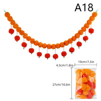 1Pc Indian Style Marigold Flower Garland With Flowers For Day Of The Dead Diwali Home DIY Craft Party Halloween Party Decor