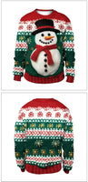 2024 Christmas Couples Sweatshirts Snowman Christmas Tree Pattern Costume Pullovers Winter Jumpers Warm Thicken Streetwear