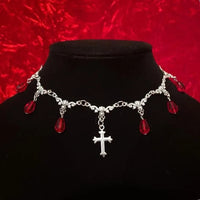 Vampire Bite Chokers Blood Drips Cross Necklace Romantic Gothic Victorian Gorgeous Jewelry Fashion Women Halloween Party Gift