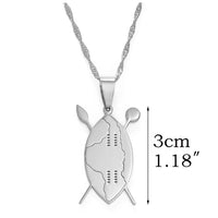 Anniyo Kenya Map Flag Pendant Necklaces For Women Girls African Jewelry Kenyans Stainless Steel  #002221