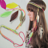 Fashion Boho Style Feather Headband Hairpiece Beads Feather Headdress Handmade Girls Hair Accessories High Quality