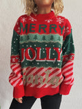 2025 Christmas Women's Jacquard Knit Sweater Round Neck Loose Fit Pullover Autumn Winter Long Sleeve Casual Red New Year Jumpers