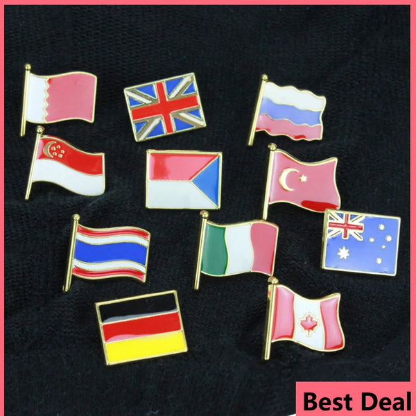 2024 New National Flags PIN Enamel Badge USA UK Germany Italy Canada Russia Turkey Korea Singapore Flag Shape Brooch Souvenirs