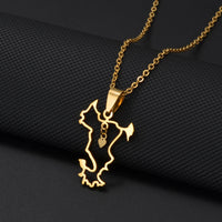 Anniyo Mayotte With Heart Flag Hippocampus Map Pendant Necklaces for Women Girls France Jewelry #012962